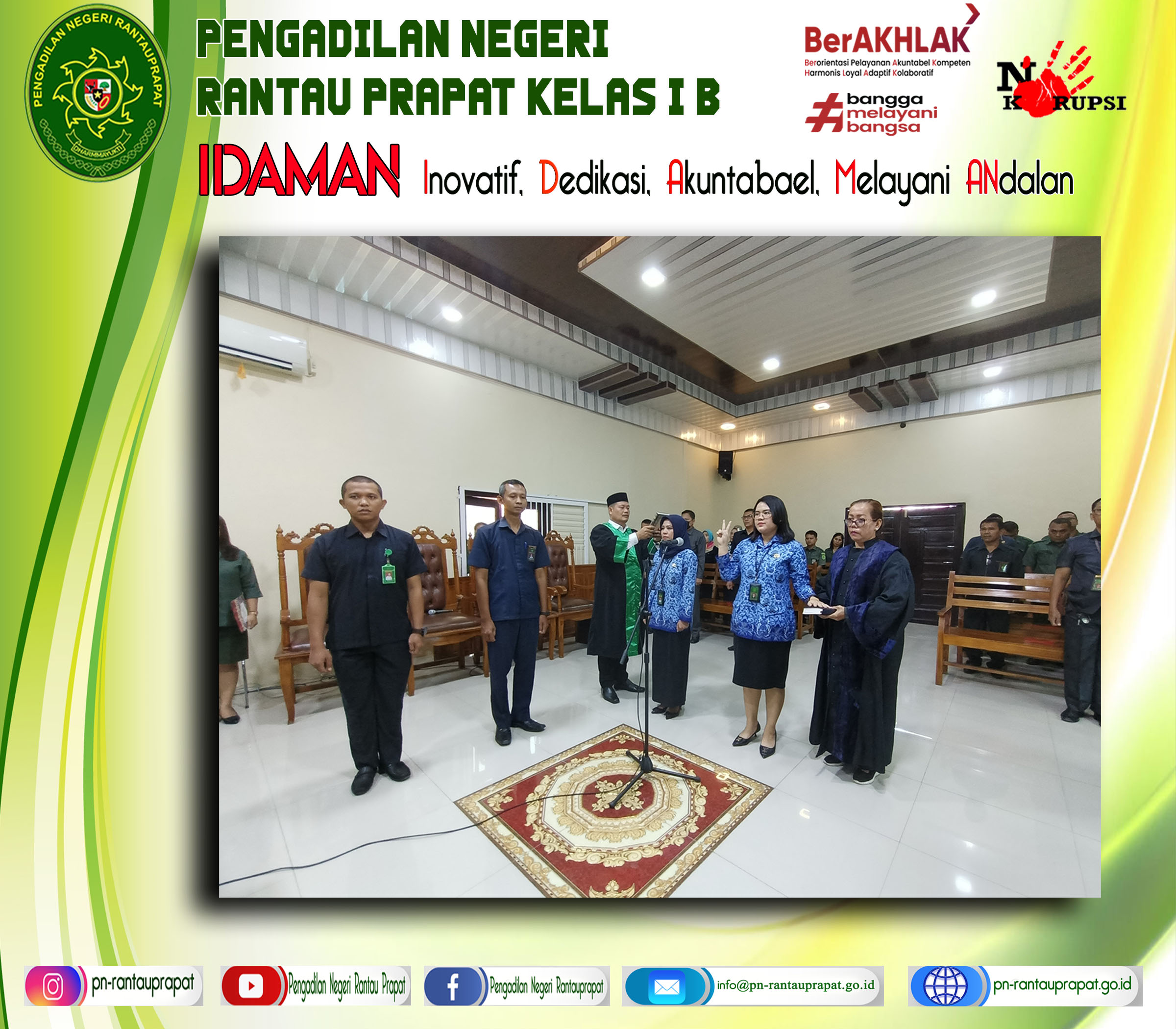 Pelantikan dan Pengambilan Sumpah Mutia Rahmadania, A.Md dan Sinta Kumala Dewi Hutabarat, A.Md.AB sebagai Pegawai Negeri Sipil pada Pengadilan Negeri Rantau Prapat